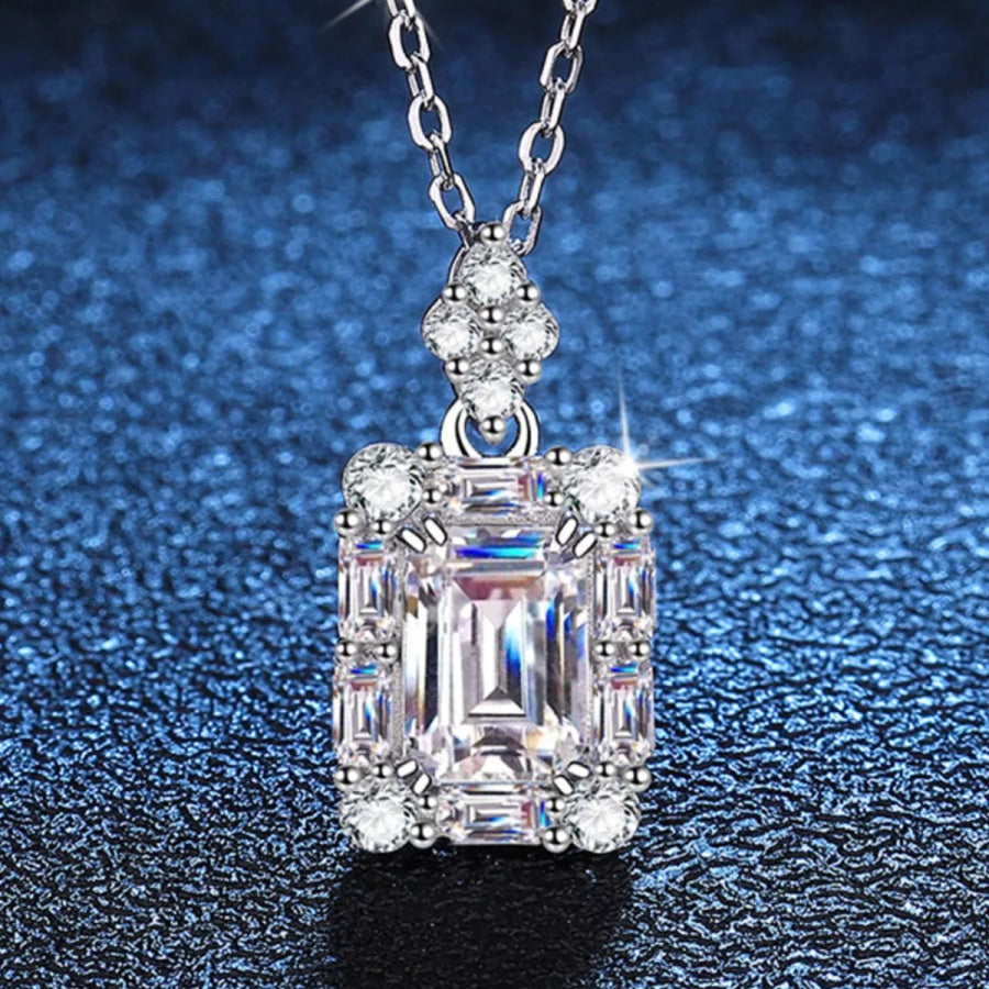 1 Carat 925 Sterling Silver Moissanite Pendant Necklace Silver / onesize Apparel and Accessories
