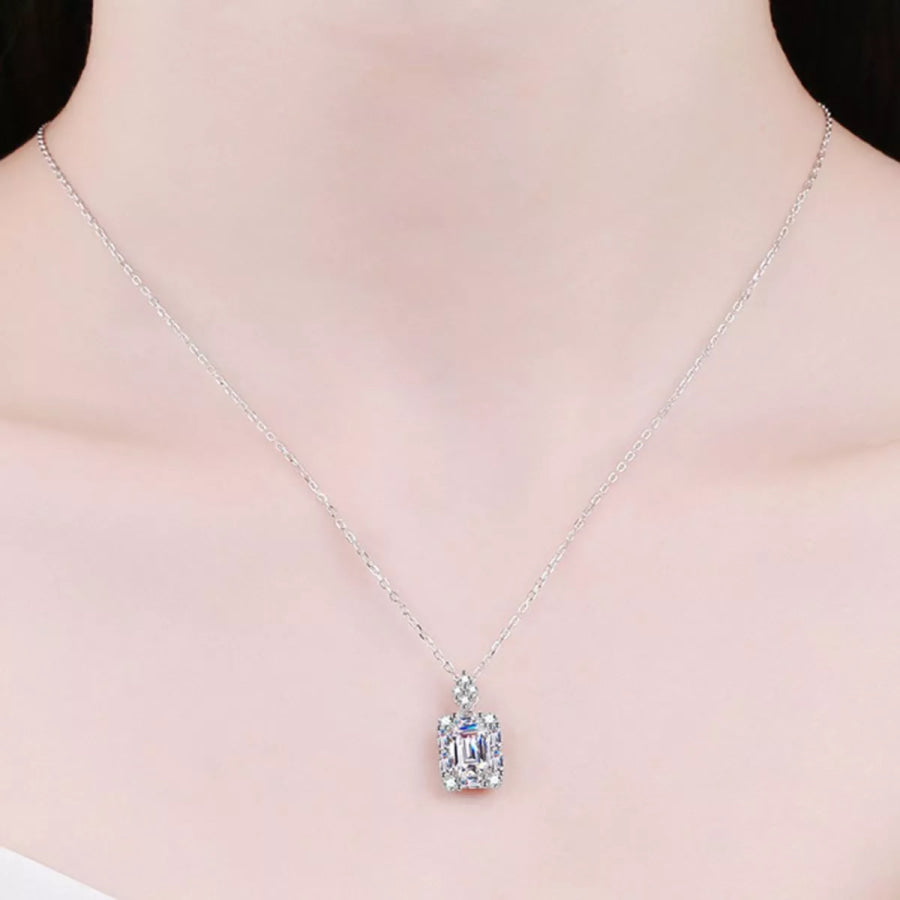 1 Carat 925 Sterling Silver Moissanite Pendant Necklace Silver / onesize Apparel and Accessories