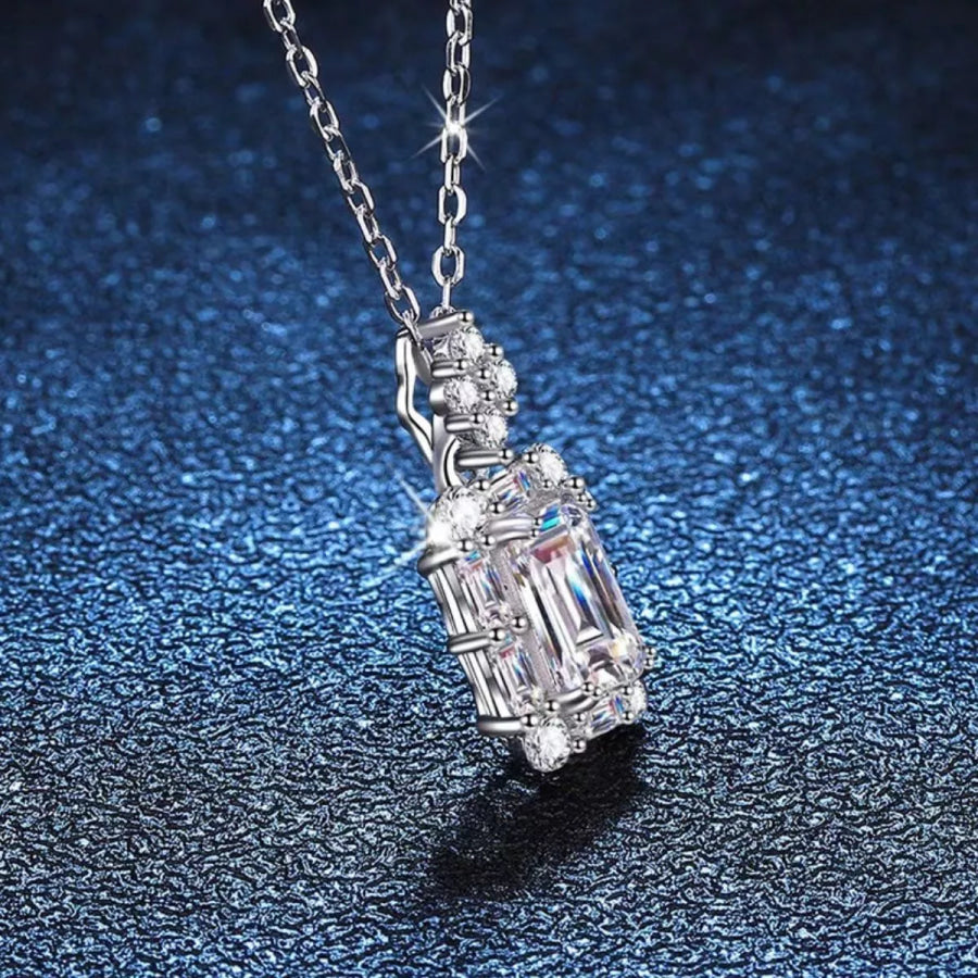 1 Carat 925 Sterling Silver Moissanite Pendant Necklace Silver / onesize Apparel and Accessories