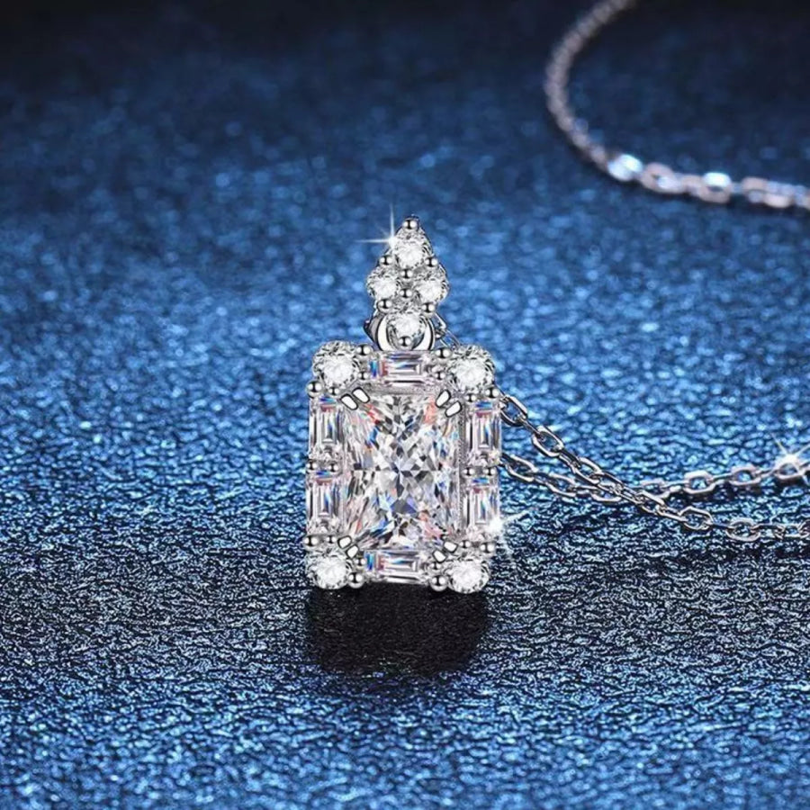 1 Carat 925 Sterling Silver Moissanite Pendant Necklace Silver / onesize Apparel and Accessories