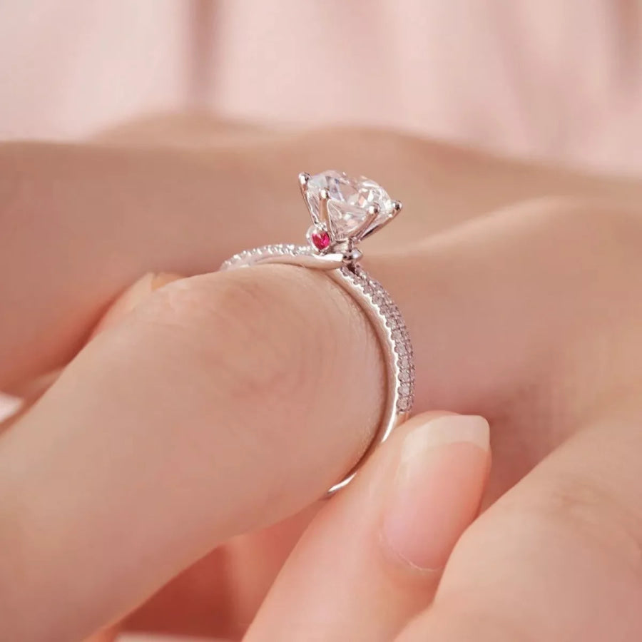 1 Carat 925 Sterling Silver Moissanite Ring Silver / 5 Apparel and Accessories