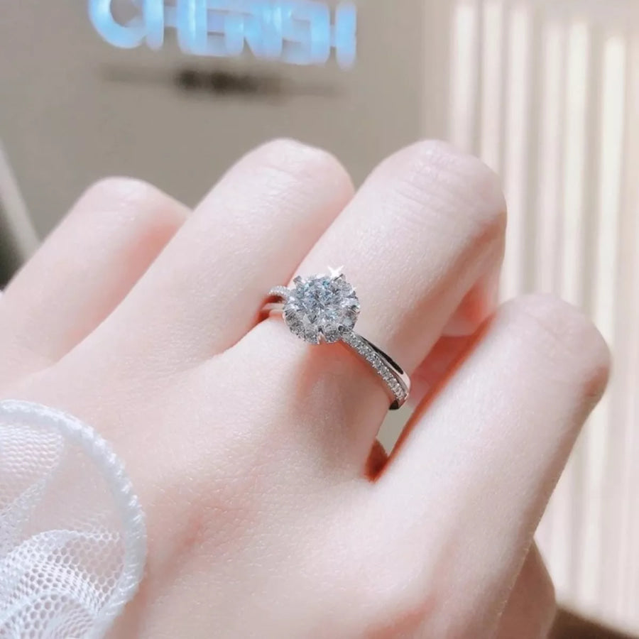 1 Carat 925 Sterling Silver Moissanite Ring Silver / 5 Apparel and Accessories