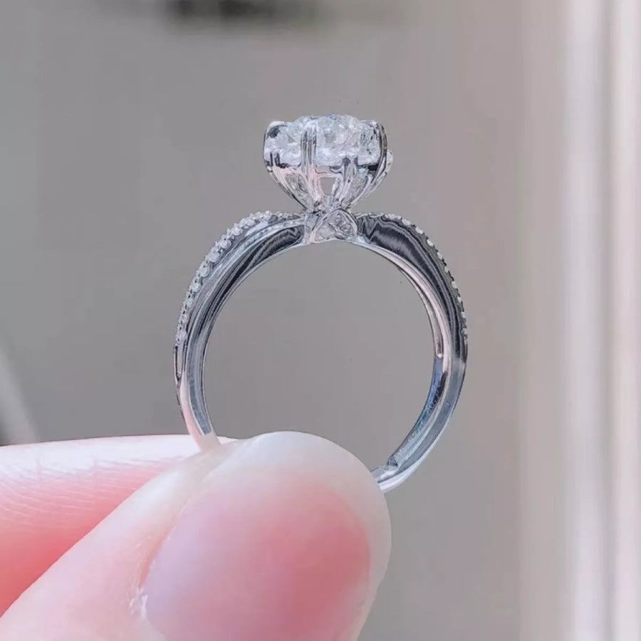 1 Carat 925 Sterling Silver Moissanite Ring Silver / 5 Apparel and Accessories