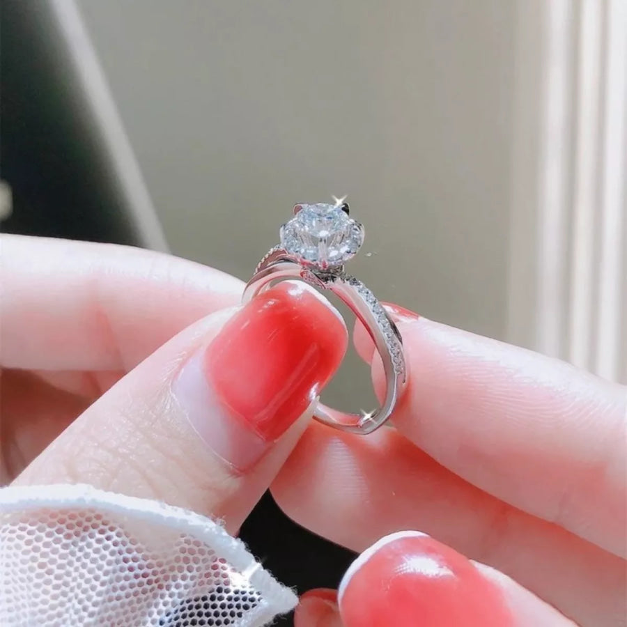 1 Carat 925 Sterling Silver Moissanite Ring Apparel and Accessories
