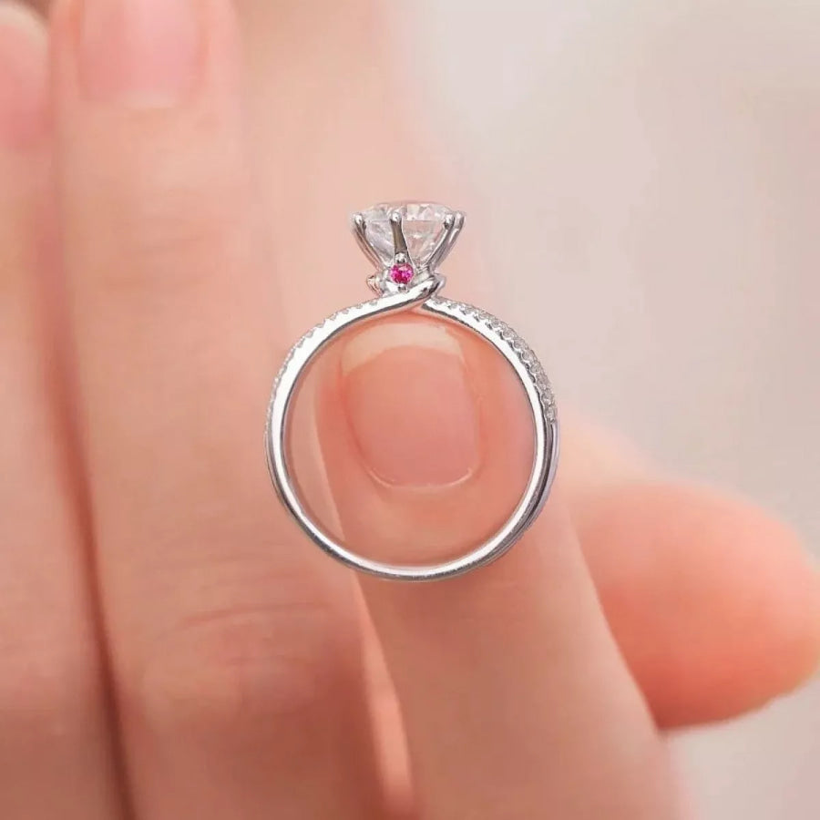 1 Carat 925 Sterling Silver Moissanite Ring Apparel and Accessories