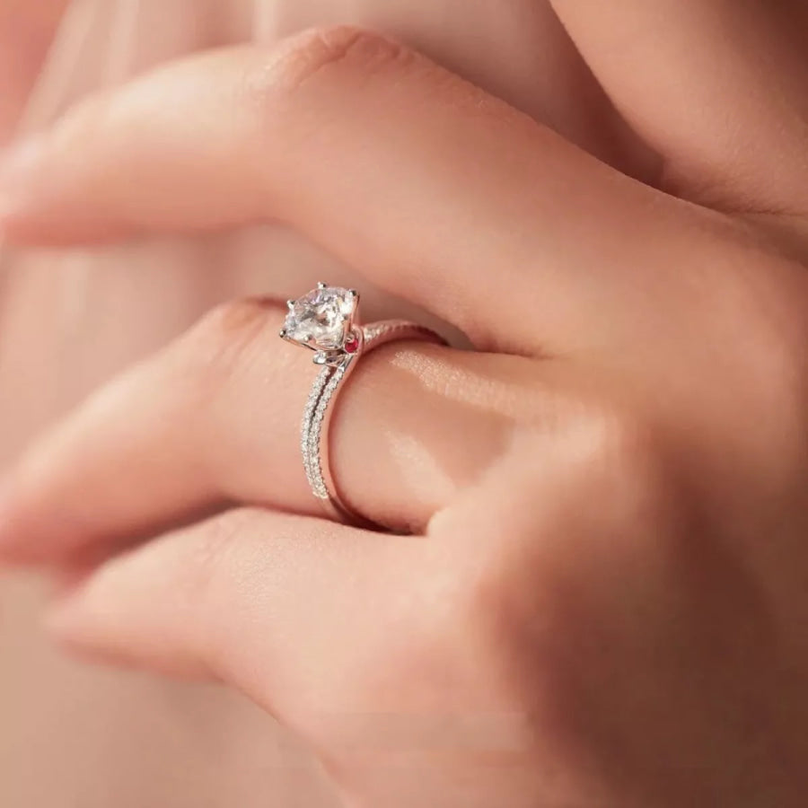 1 Carat 925 Sterling Silver Moissanite Ring Apparel and Accessories