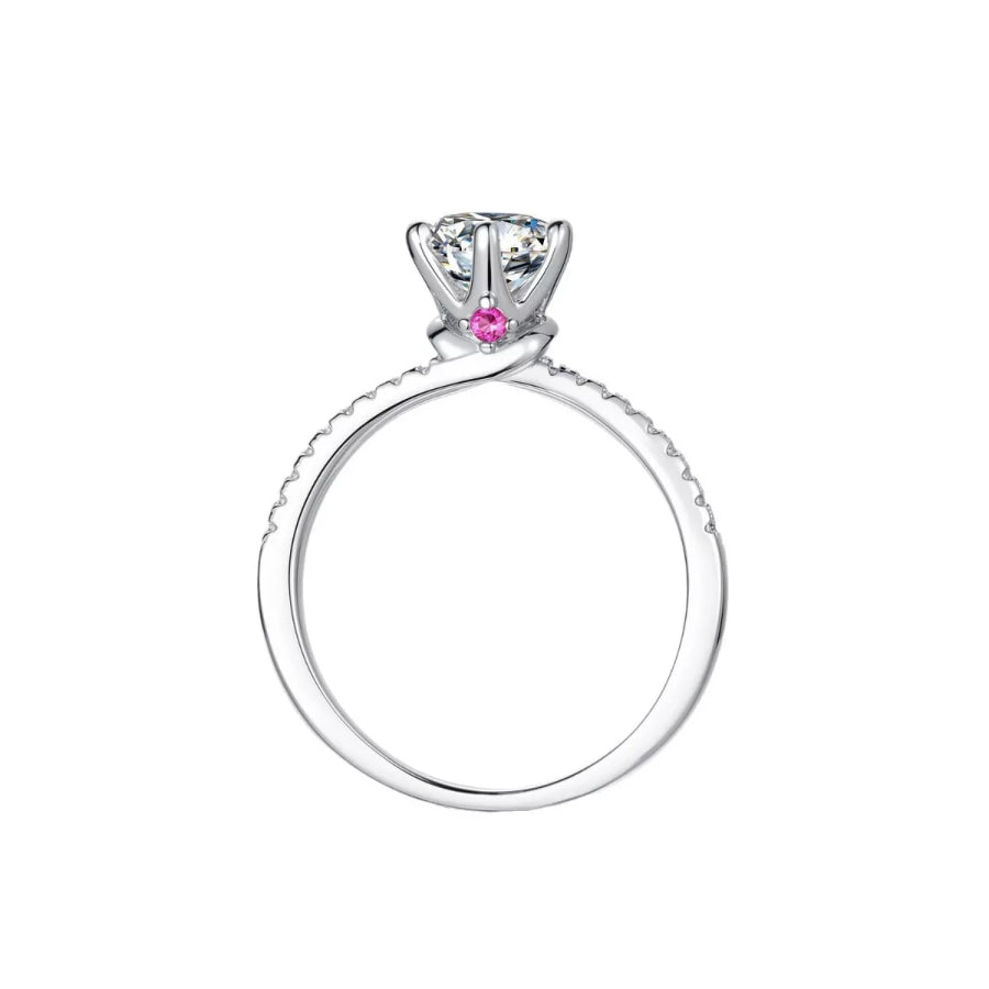 1 Carat 925 Sterling Silver Moissanite Ring Apparel and Accessories