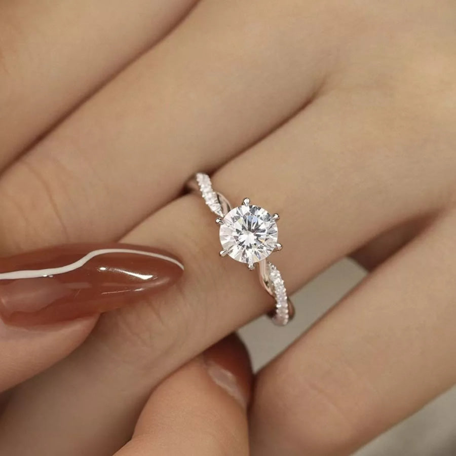 1 Carat 925 Sterling Silver Moissanite Ring Silver / One Size Apparel and Accessories