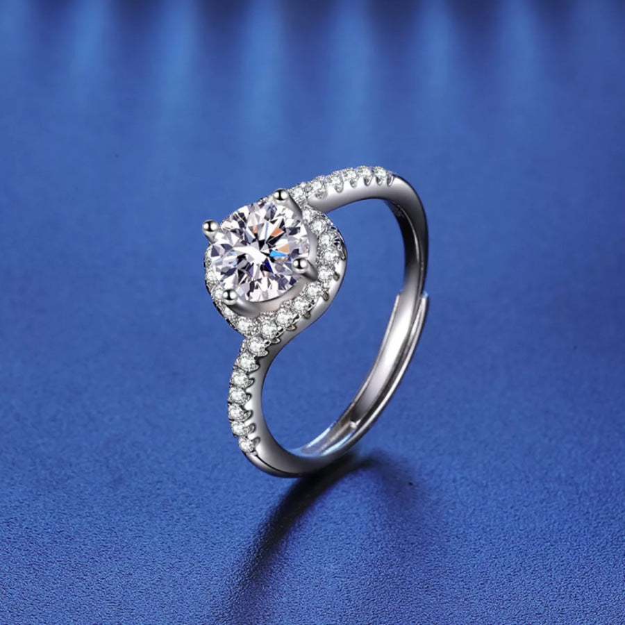 1 Carat 925 Sterling Silver Moissanite Ring Silver / One Size Apparel and Accessories