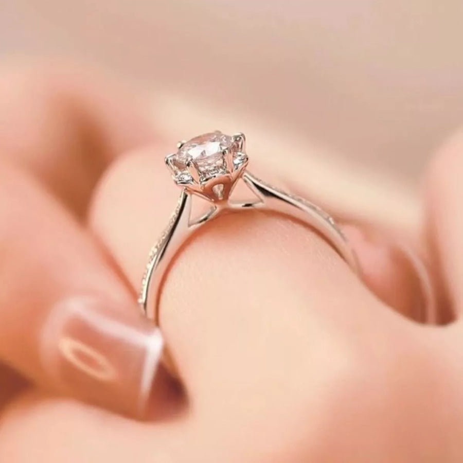 1 Carat 925 Sterling Silver Moissanite Ring Silver / One Size Apparel and Accessories