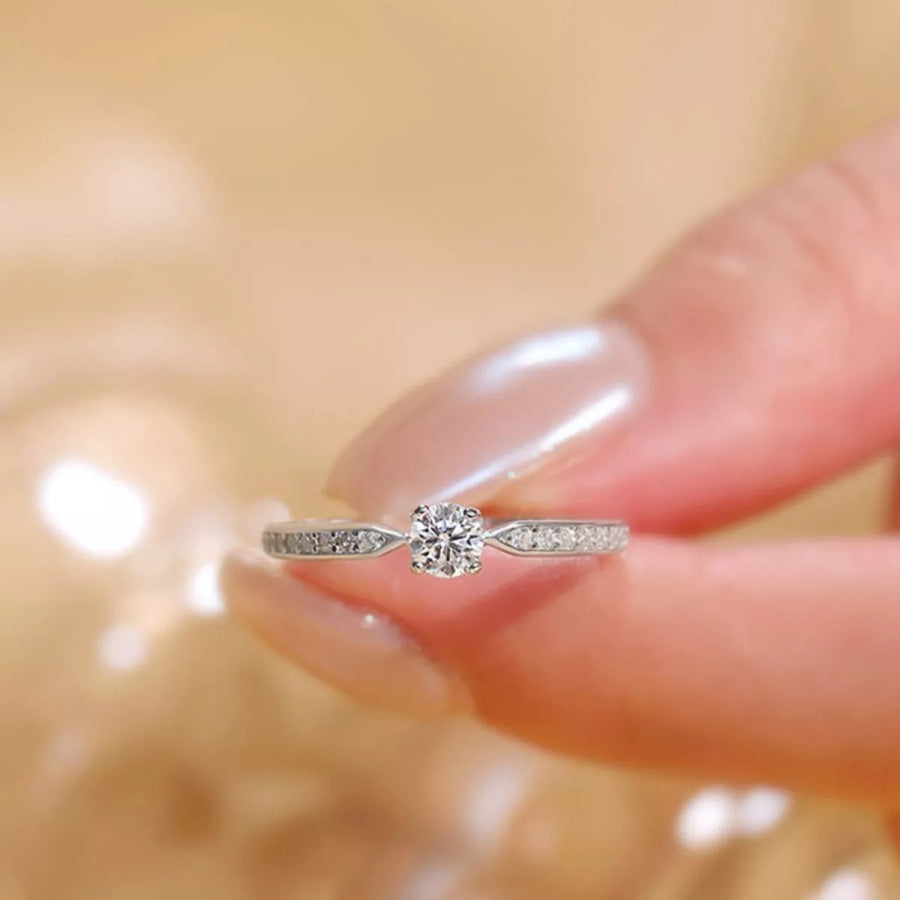 1 Carat 925 Sterling Silver Moissanite Ring Silver / One Size Apparel and Accessories