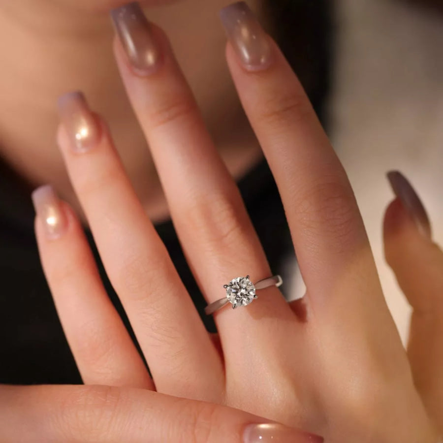 1 Carat 925 Sterling Silver Moissanite Ring Silver / One Size Apparel and Accessories