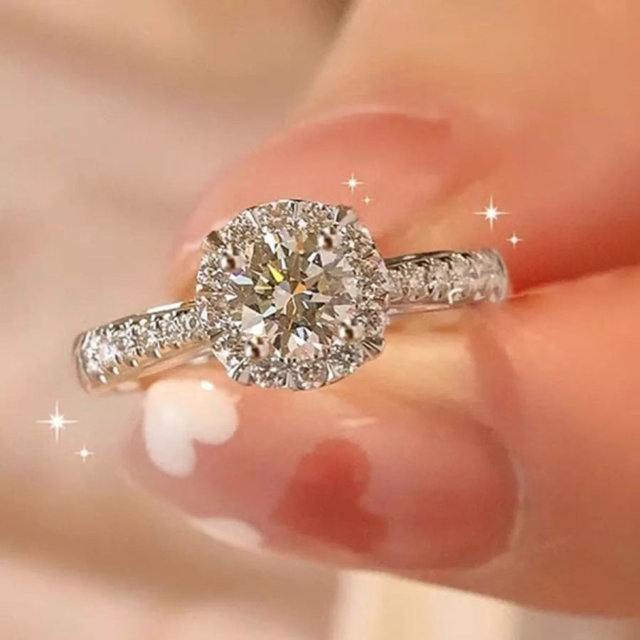 1 Carat 925 Sterling Silver Moissanite Ring Silver / One Size Apparel and Accessories