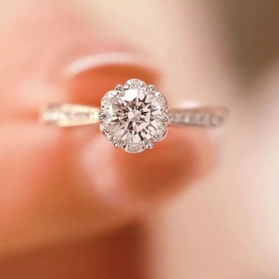 1 Carat 925 Sterling Silver Moissanite Ring Silver / One Size Apparel and Accessories