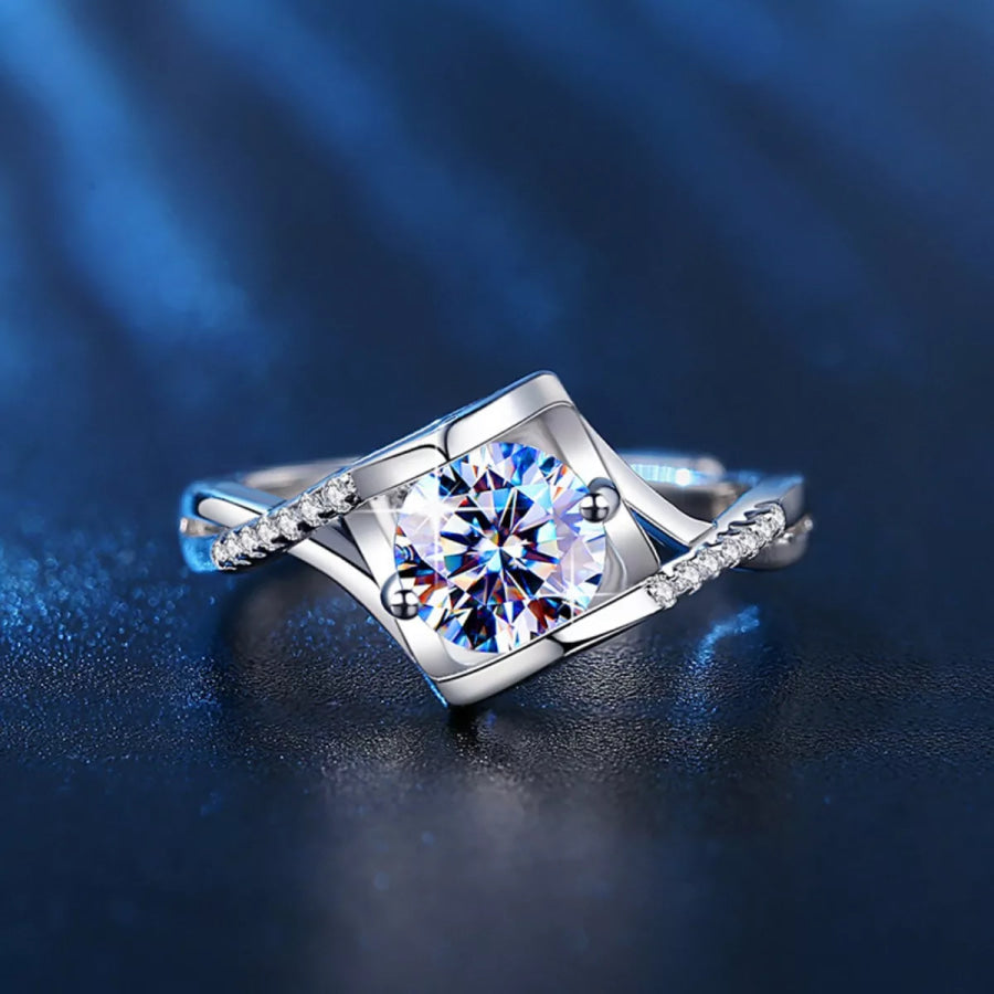 1 Carat 925 Sterling Silver Moissanite Ring Silver / One Size Apparel and Accessories