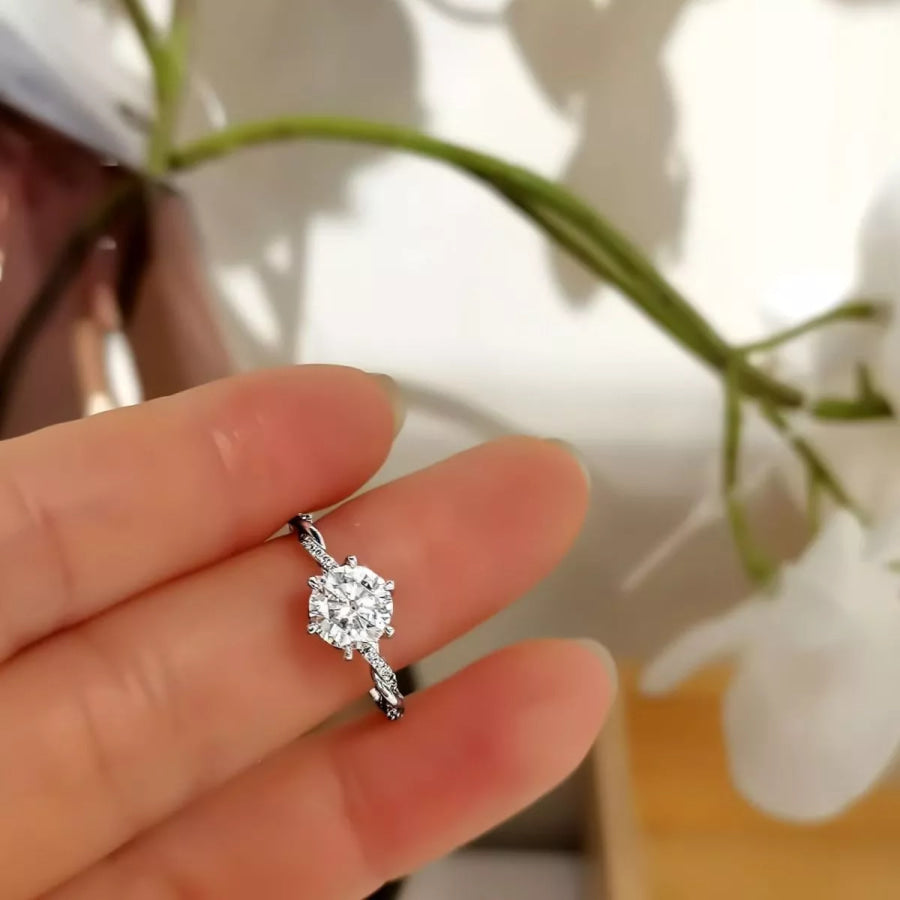 1 Carat 925 Sterling Silver Moissanite Ring Silver / One Size Apparel and Accessories