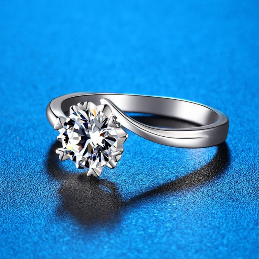 1 Carat 925 Sterling Silver Moissanite Ring Silver / One Size Apparel and Accessories