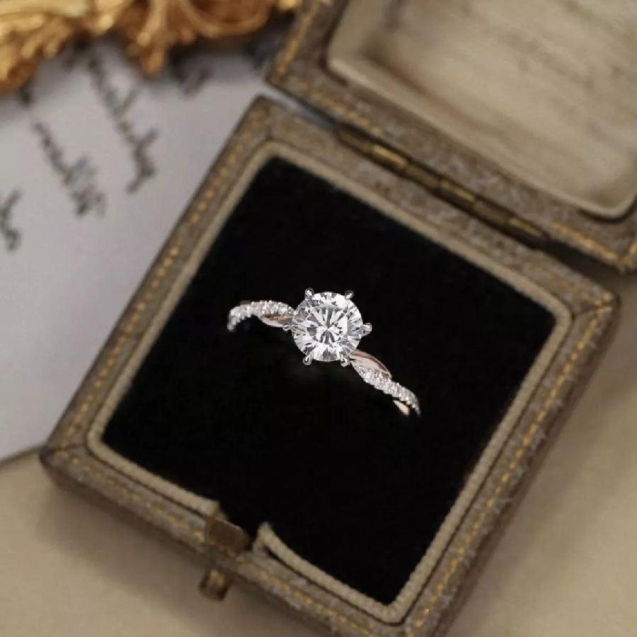 1 Carat 925 Sterling Silver Moissanite Ring Silver / One Size Apparel and Accessories