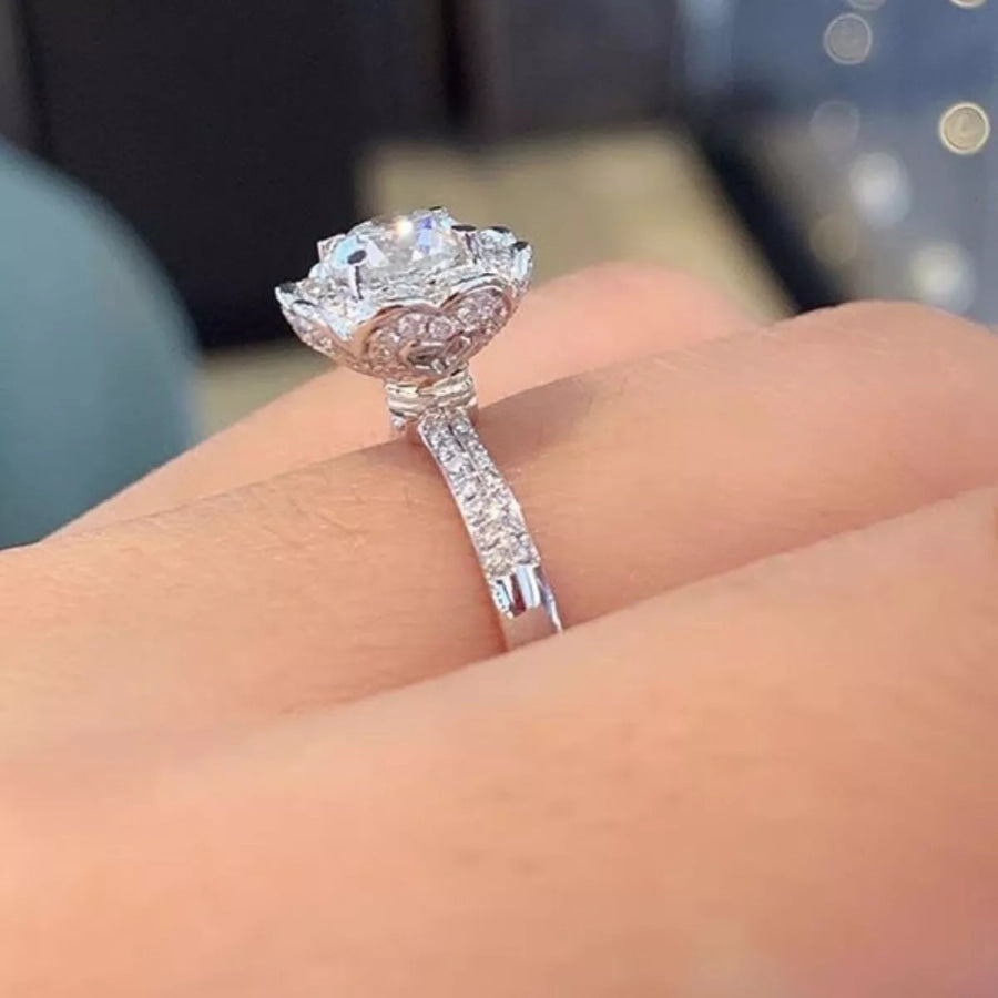 1 Carat 925 Sterling Silver Moissanite Ring Silver / One Size Apparel and Accessories