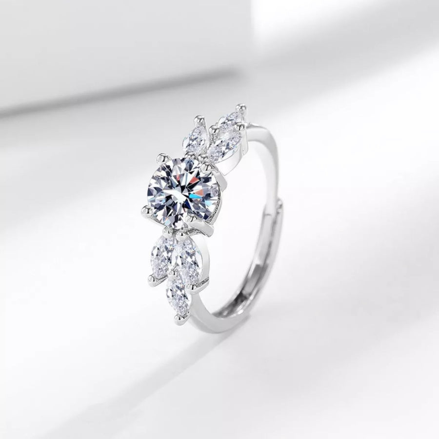 1 Carat 925 Sterling Silver Moissanite Ring Silver / One Size Apparel and Accessories
