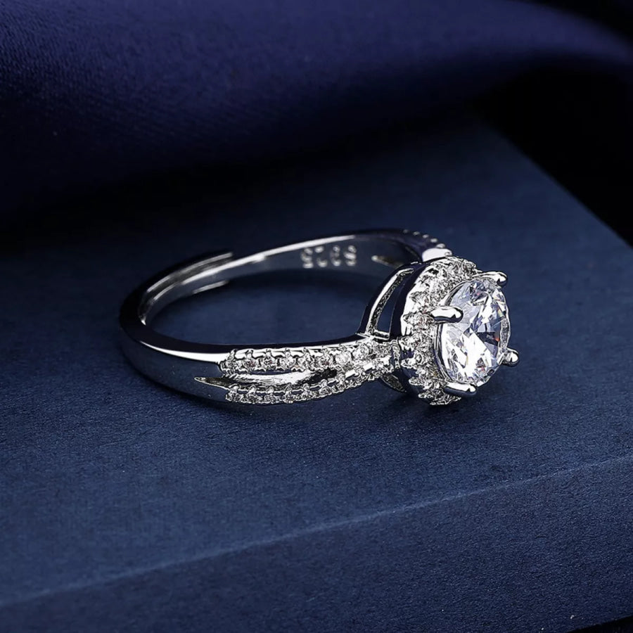 1 Carat 925 Sterling Silver Moissanite Ring Silver / One Size Apparel and Accessories