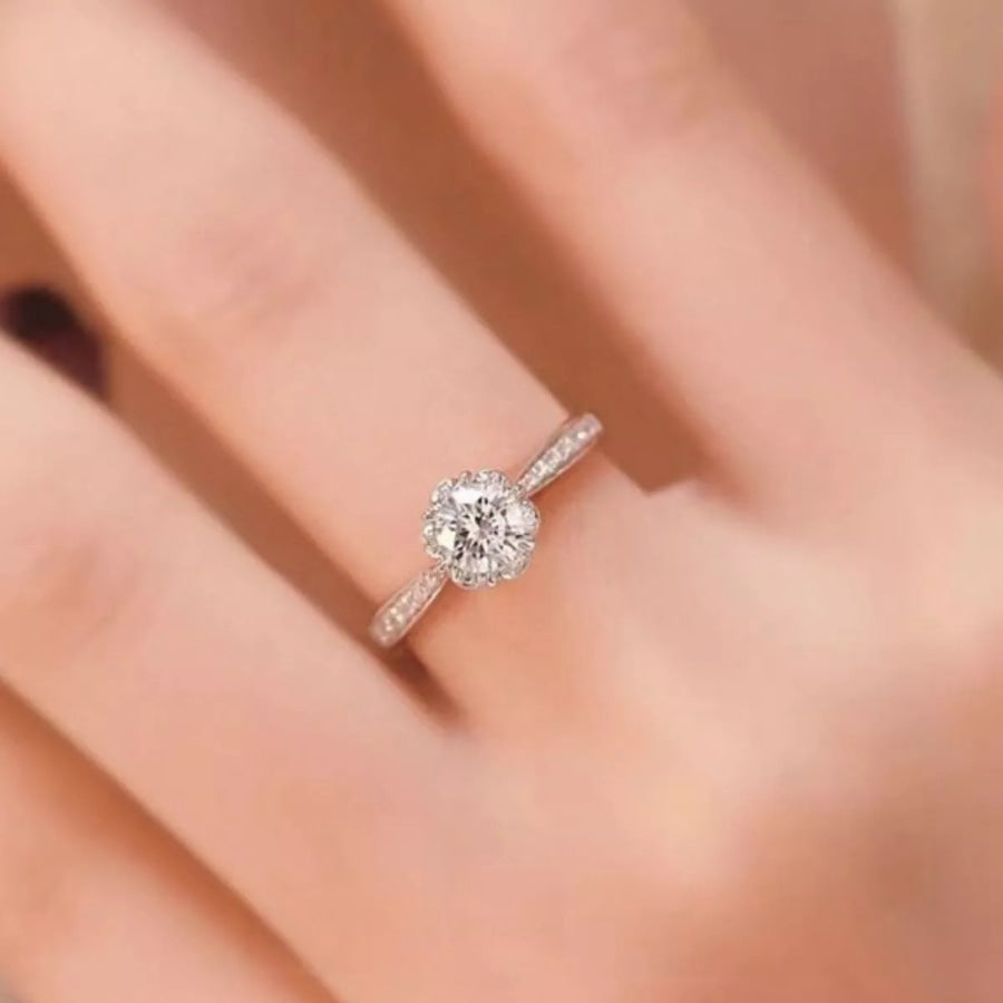 1 Carat 925 Sterling Silver Moissanite Ring Silver / One Size Apparel and Accessories