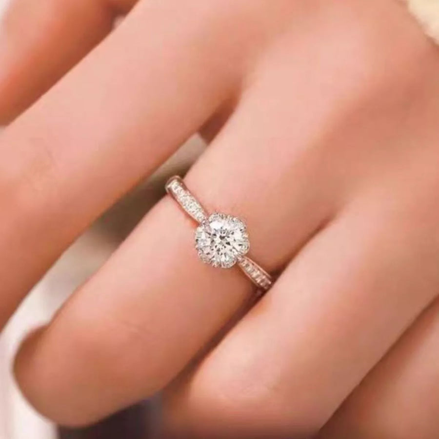 1 Carat 925 Sterling Silver Moissanite Ring Silver / One Size Apparel and Accessories