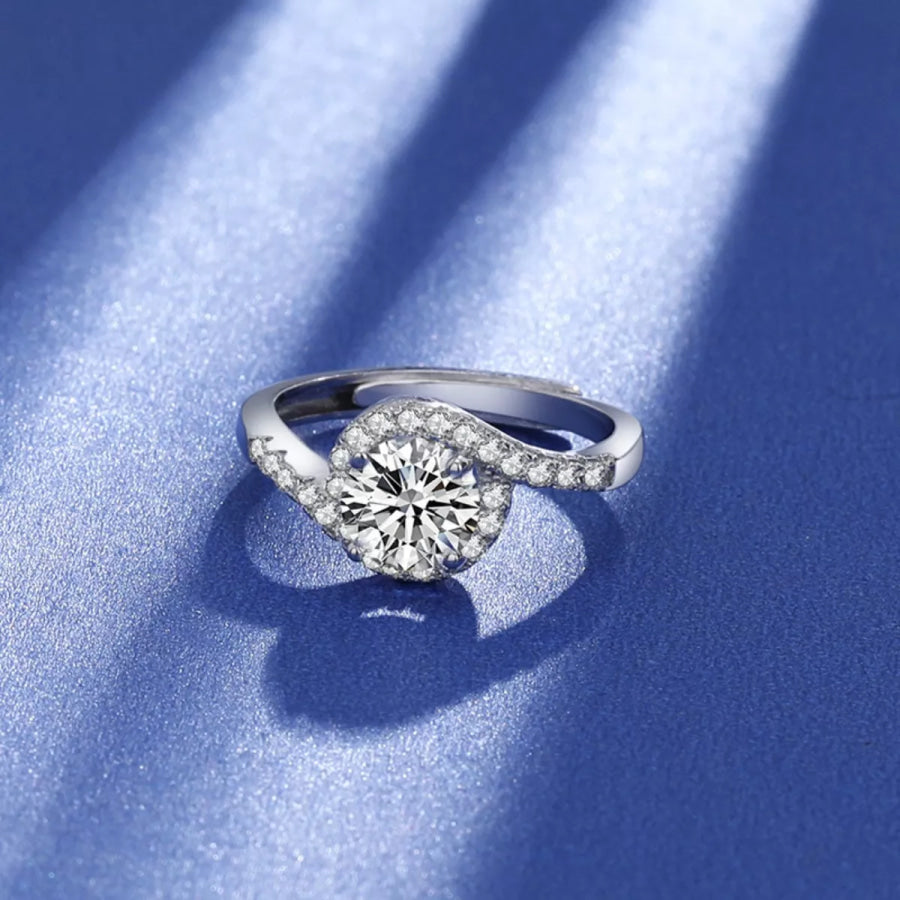 1 Carat 925 Sterling Silver Moissanite Ring Silver / One Size Apparel and Accessories