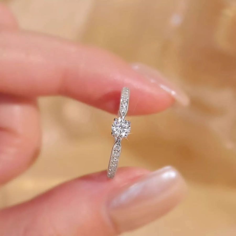 1 Carat 925 Sterling Silver Moissanite Ring Silver / One Size Apparel and Accessories