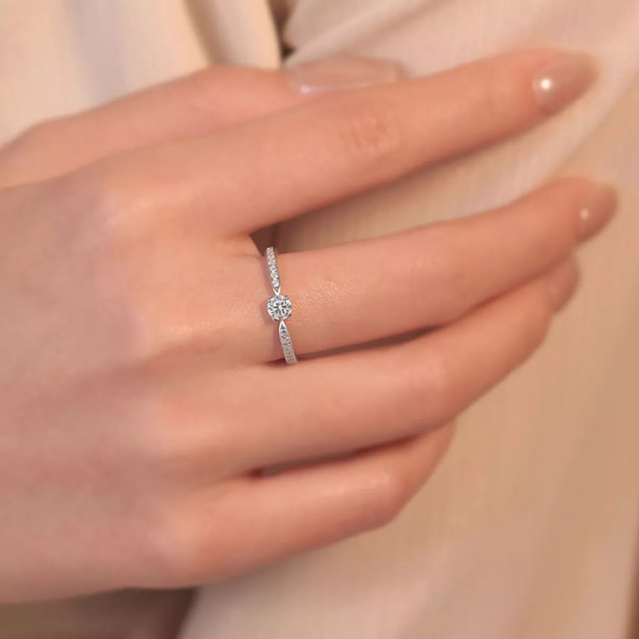 1 Carat 925 Sterling Silver Moissanite Ring Silver / One Size Apparel and Accessories