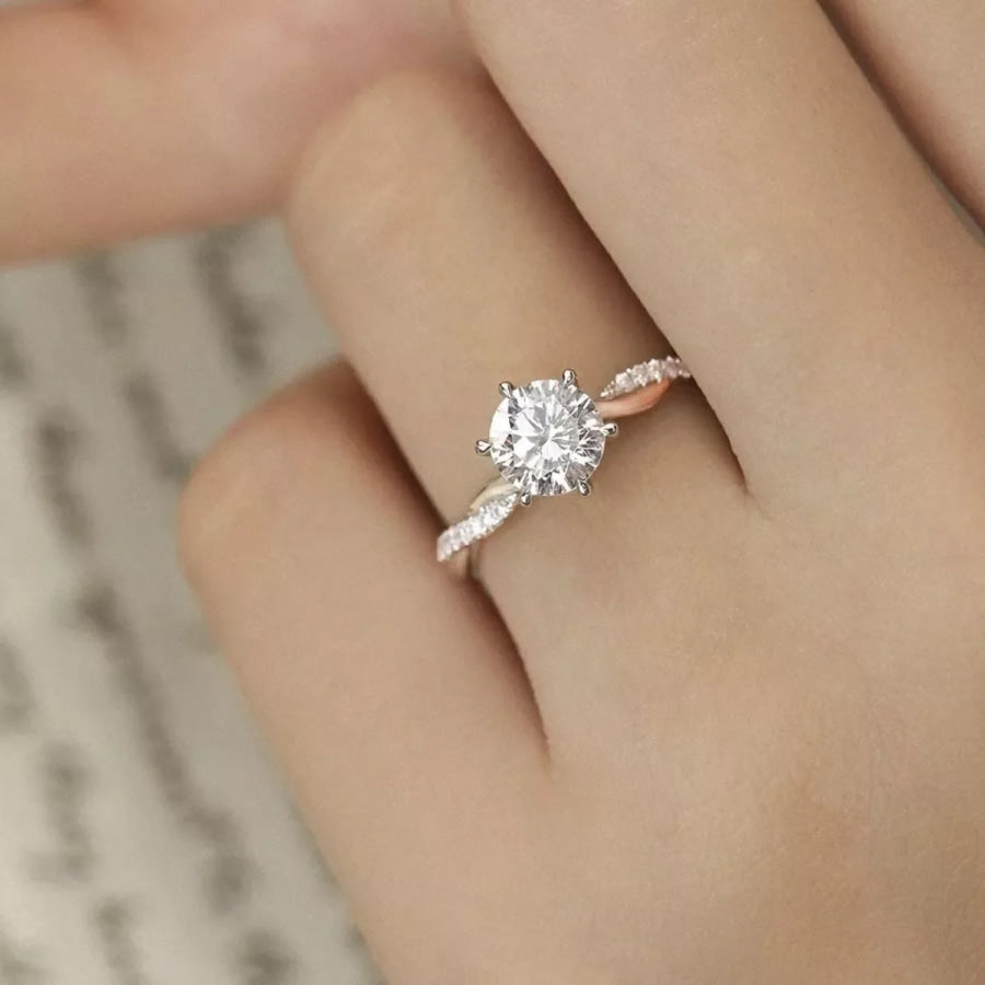 1 Carat 925 Sterling Silver Moissanite Ring Silver / One Size Apparel and Accessories