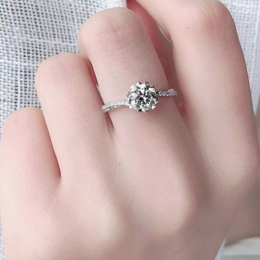 1 Carat 925 Sterling Silver Moissanite Ring Silver / One Size Apparel and Accessories