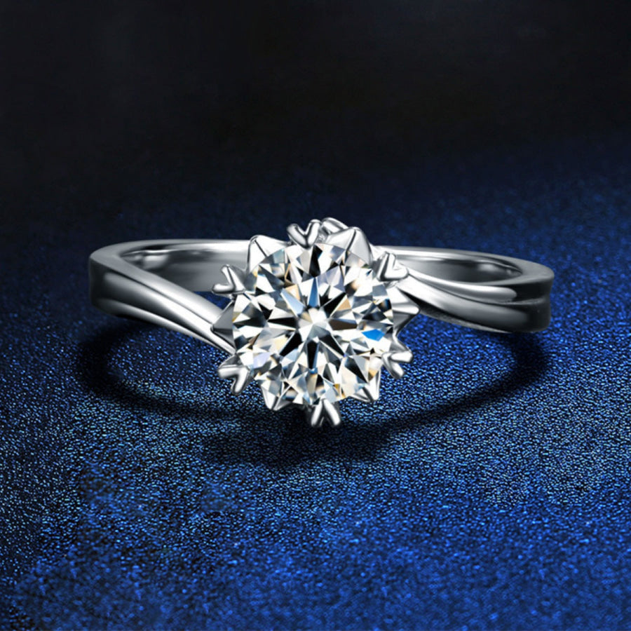 1 Carat 925 Sterling Silver Moissanite Ring Silver / One Size Apparel and Accessories