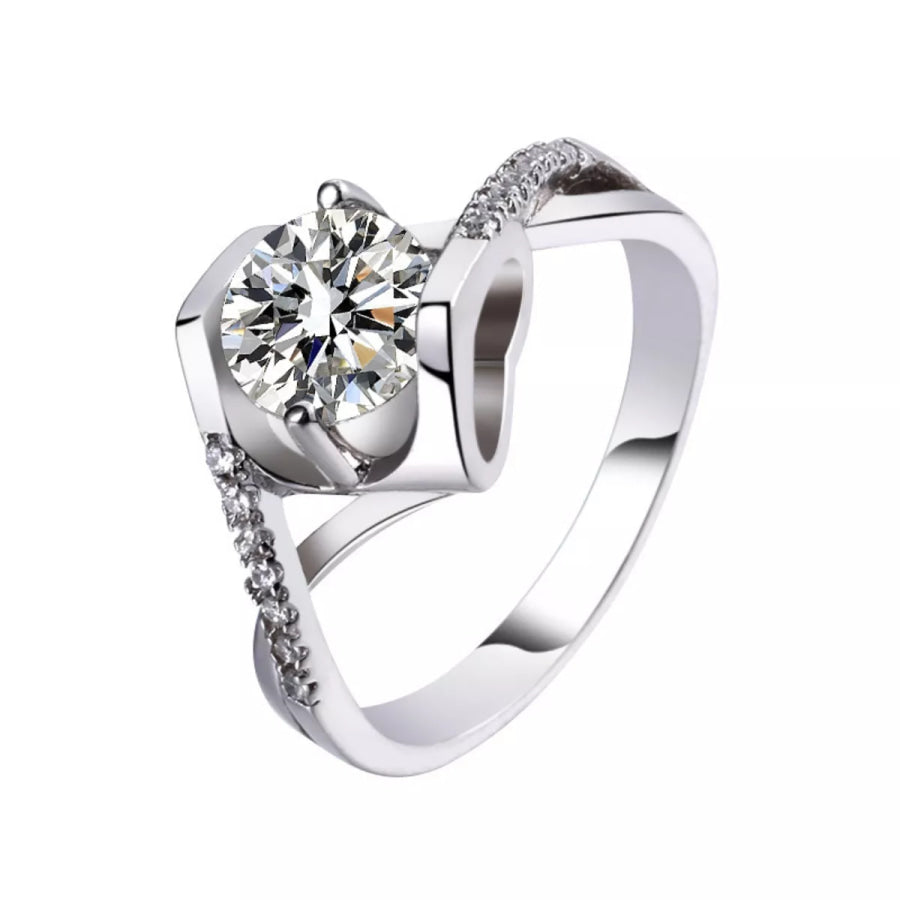 1 Carat 925 Sterling Silver Moissanite Ring Silver / One Size Apparel and Accessories