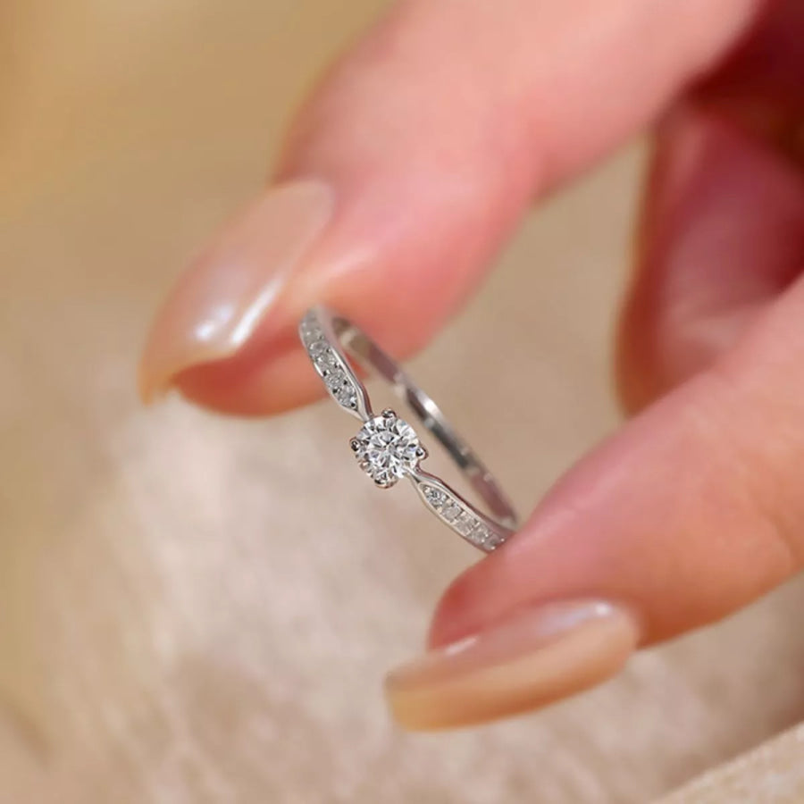 1 Carat 925 Sterling Silver Moissanite Ring Silver / One Size Apparel and Accessories