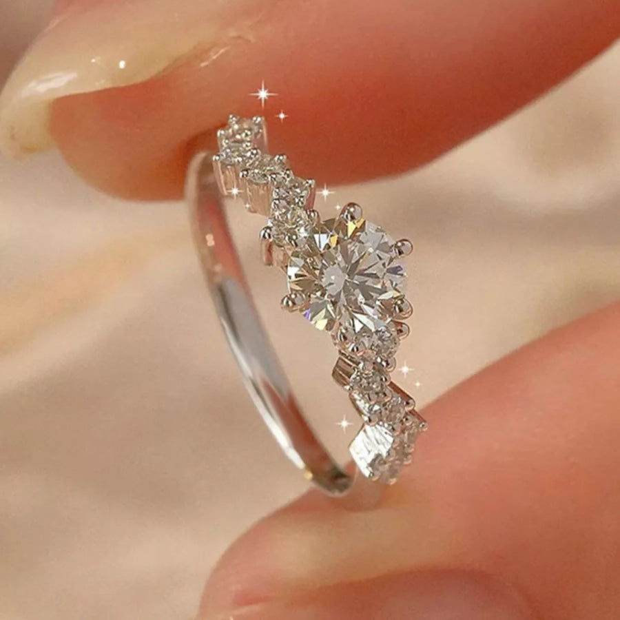 1 Carat 925 Sterling Silver Moissanite Ring Silver / One Size Apparel and Accessories