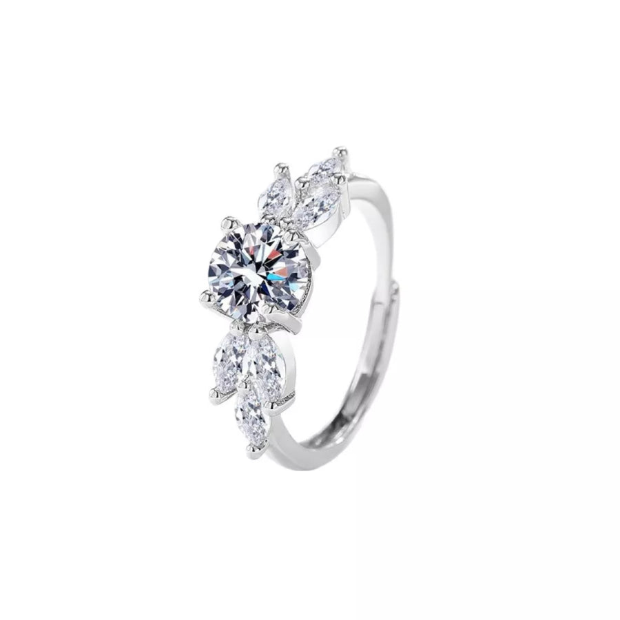 1 Carat 925 Sterling Silver Moissanite Ring Silver / One Size Apparel and Accessories
