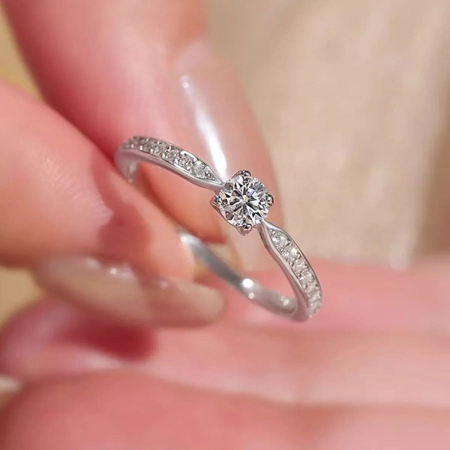 1 Carat 925 Sterling Silver Moissanite Ring Silver / One Size Apparel and Accessories