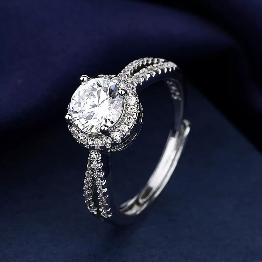 1 Carat 925 Sterling Silver Moissanite Ring Silver / One Size Apparel and Accessories