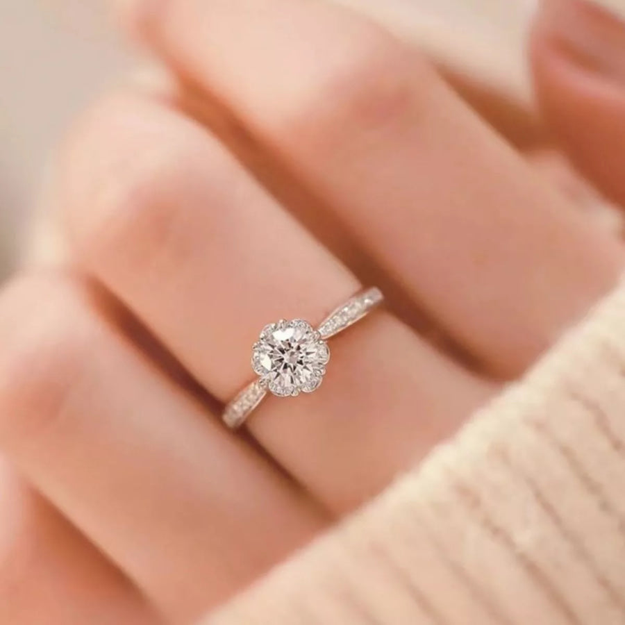 1 Carat 925 Sterling Silver Moissanite Ring Silver / One Size Apparel and Accessories