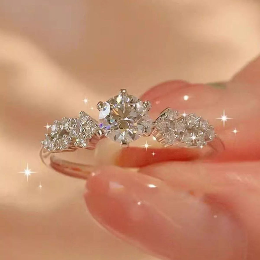 1 Carat 925 Sterling Silver Moissanite Ring Silver / One Size Apparel and Accessories