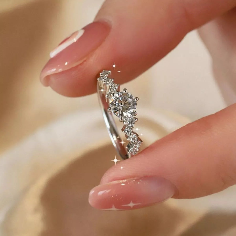 1 Carat 925 Sterling Silver Moissanite Ring Silver / One Size Apparel and Accessories