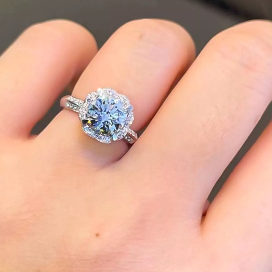 1 Carat 925 Sterling Silver Moissanite Ring Silver / One Size Apparel and Accessories