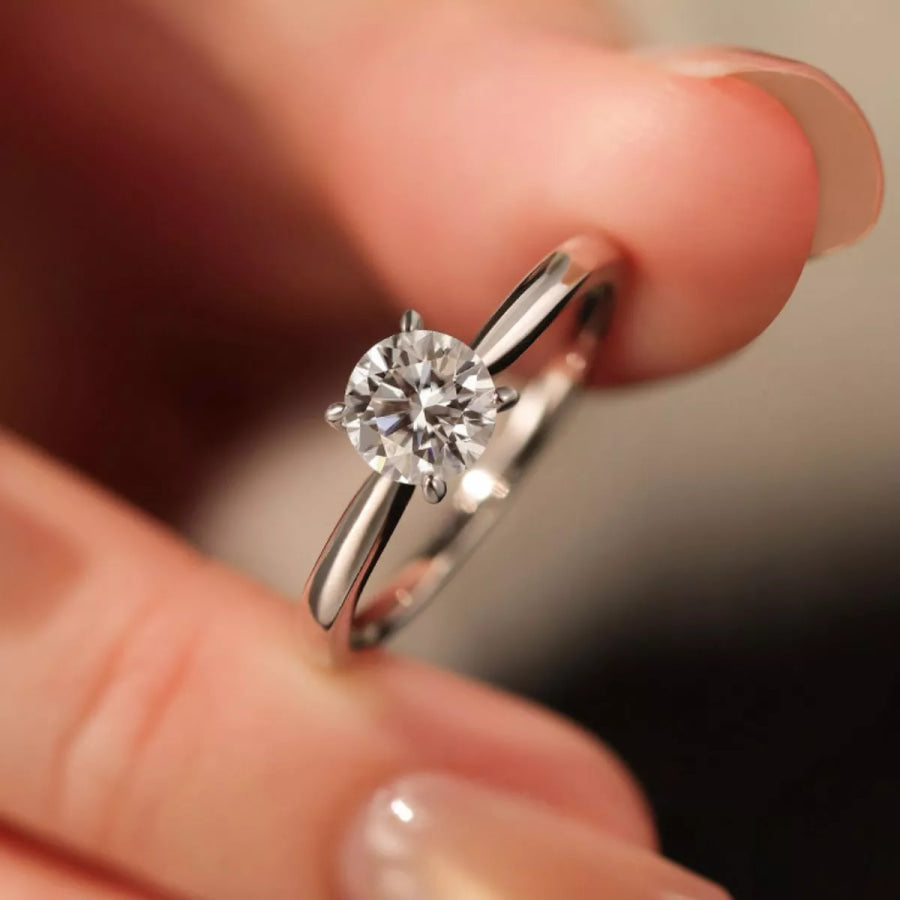 1 Carat 925 Sterling Silver Moissanite Ring Silver / One Size Apparel and Accessories