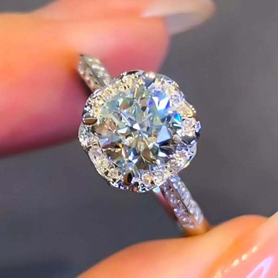 1 Carat 925 Sterling Silver Moissanite Ring Silver / One Size Apparel and Accessories