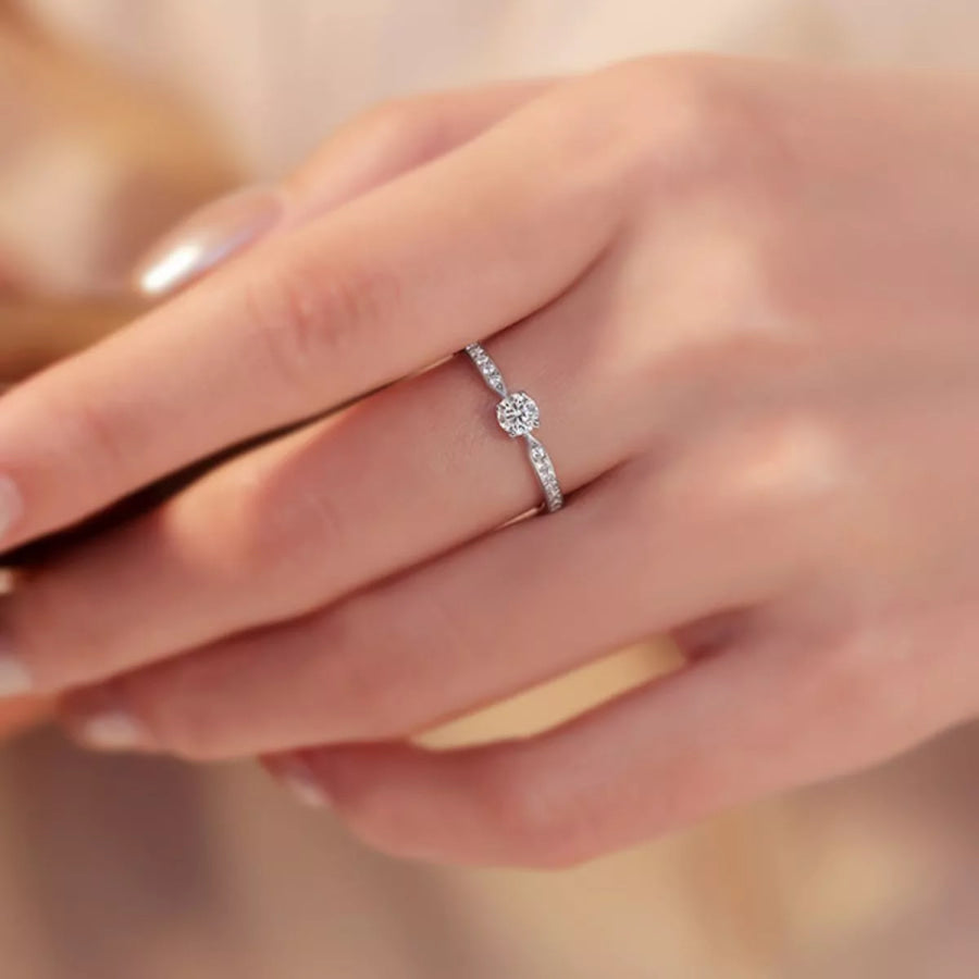 1 Carat 925 Sterling Silver Moissanite Ring Silver / One Size Apparel and Accessories