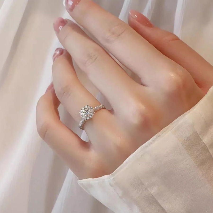 1 Carat 925 Sterling Silver Moissanite Ring Silver / One Size Apparel and Accessories