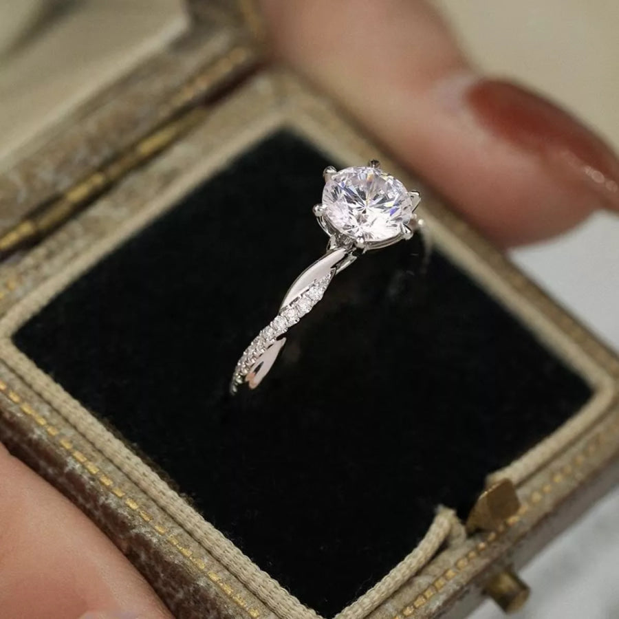 1 Carat 925 Sterling Silver Moissanite Ring Silver / One Size Apparel and Accessories