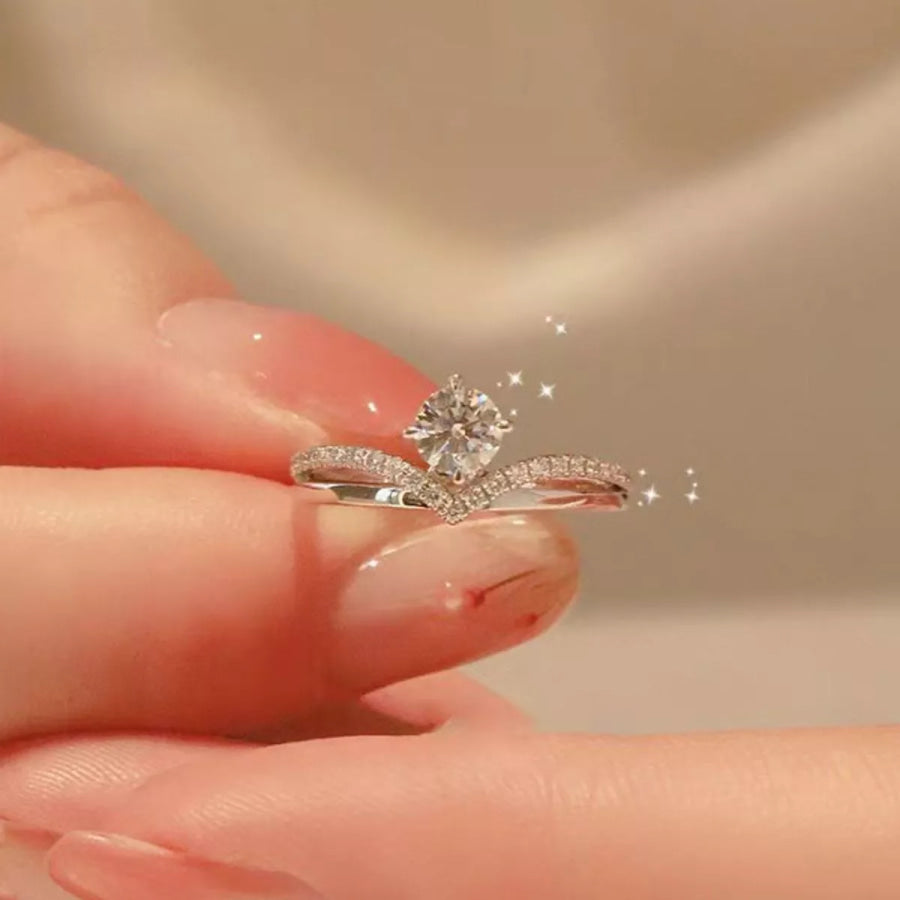 1 Carat 925 Sterling Silver Moissanite Ring Silver / One Size Apparel and Accessories