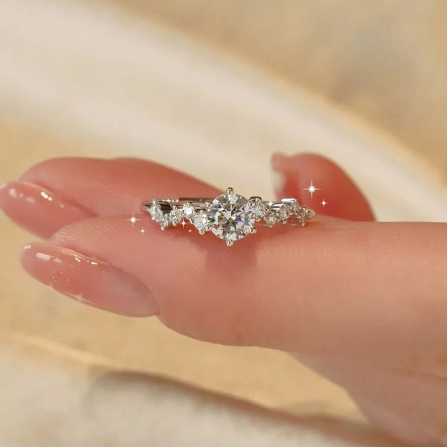 1 Carat 925 Sterling Silver Moissanite Ring Silver / One Size Apparel and Accessories